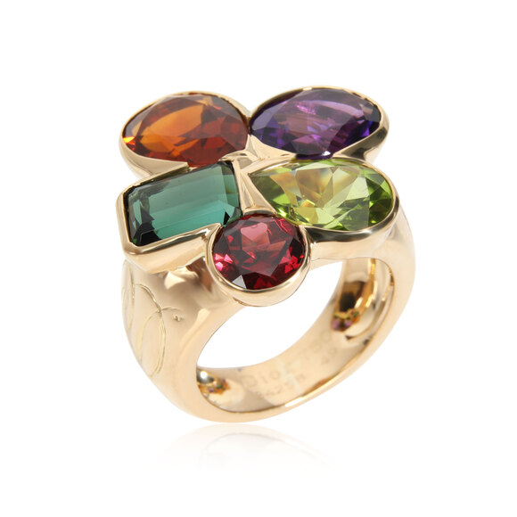 Christian Dior Multi Colored Gemstone Cocktail Ring in 18K Yellow Gold - Picture 2 of 3